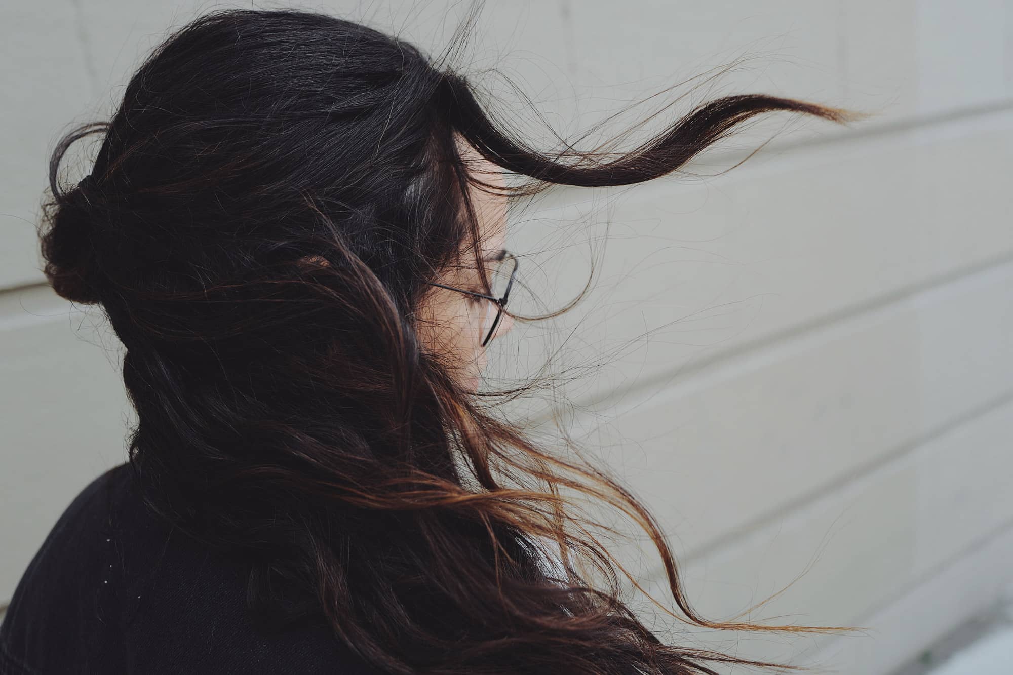 Girl with wind in her hair